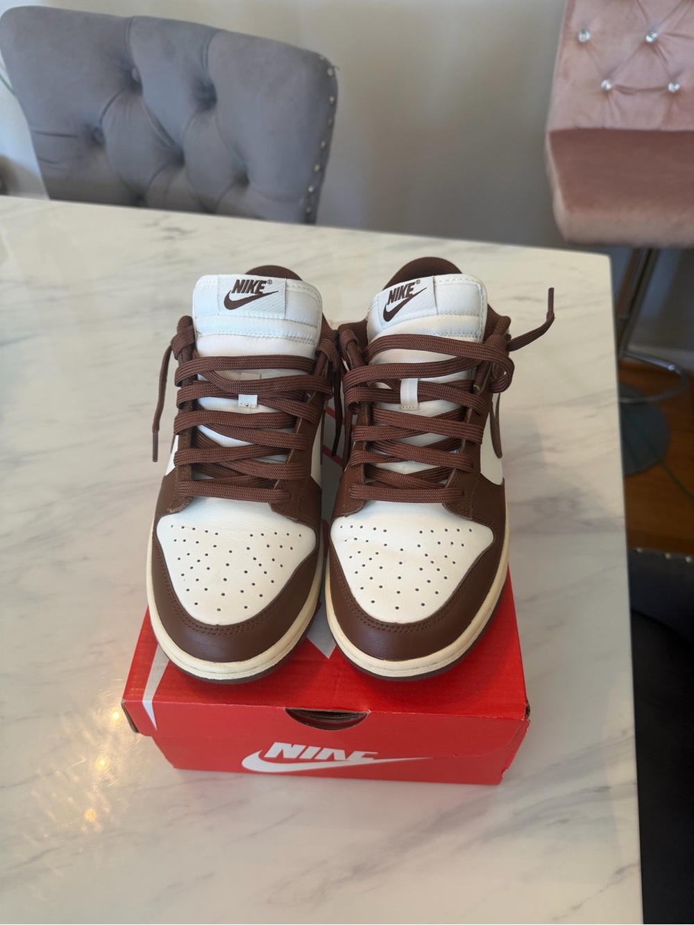 Nike Brown and White Low-Top Sneakers
